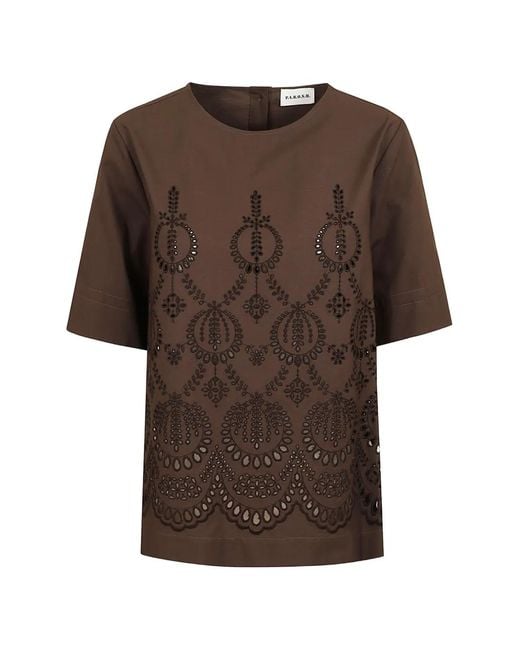 P.A.R.O.S.H. Brown Cannes Openwork-Detail Top