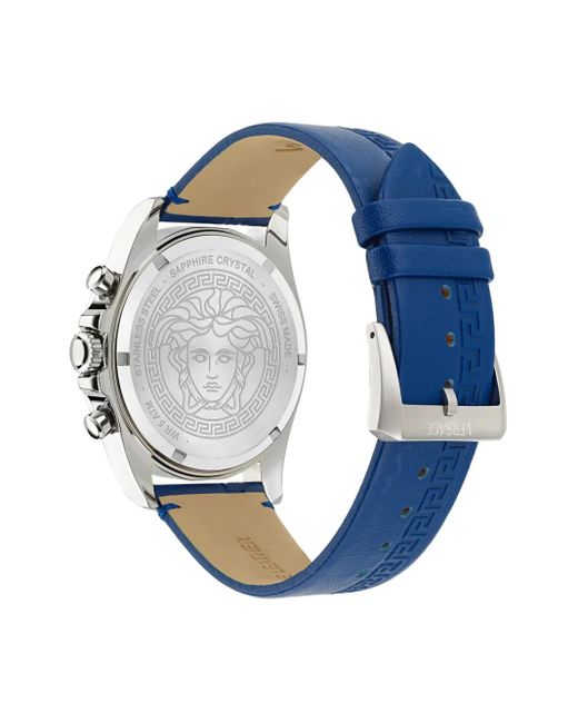 Greca Chrono 43Mm di Versace in Blue da Uomo