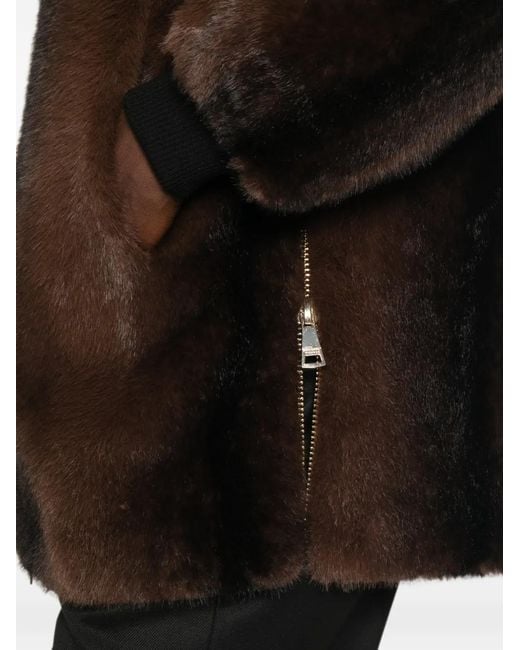 ERMANNO FIRENZE Black Faux-Fur Zip-Up Jacket