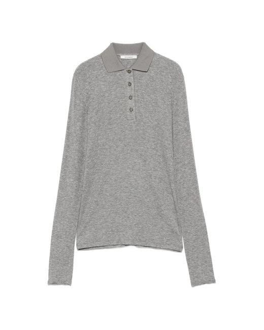 Entire studios Gray Long-Sleeve Polo Shirt