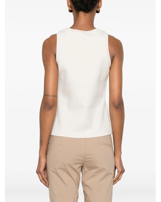 Max Mara White Haut Sans Manches Carilina À Logo Brodé