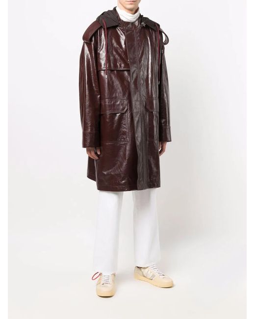Ambush Brown Zipped-Up Leather Coat for men