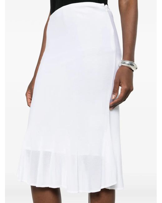 Totême White Fluted-Hem Knitted Midi Skirt