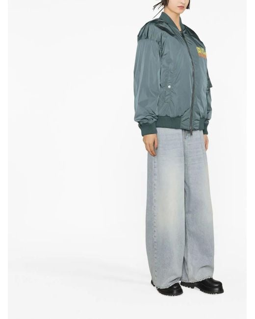 DSquared² Blue Slogan-Print Bomber Jacket