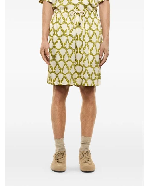 Laneus Green Short Imprimé À Lien De Resserrage for men