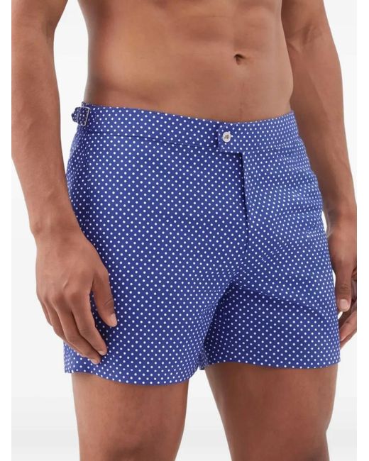 Tom Ford Blue Polka Dot Nylon Swimsuit With Side Straps for men