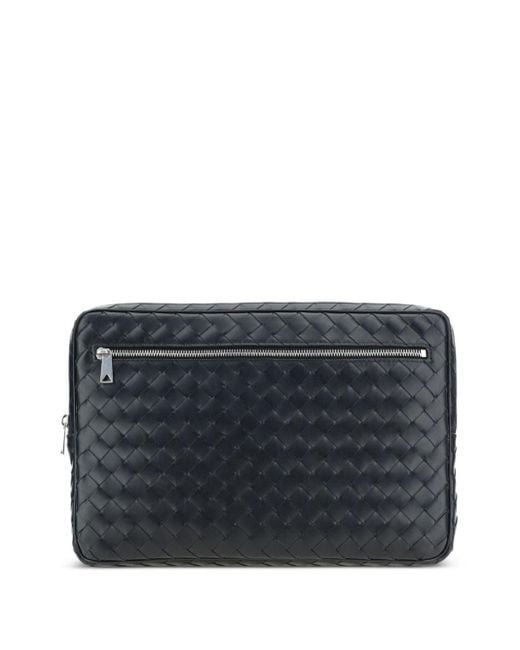 Bottega Veneta Gray Intrecciato Leather Laptop Bag for men