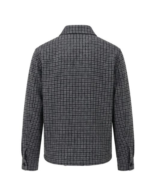 Moncler Gray Check-Pattern Button-Up Jacket for men