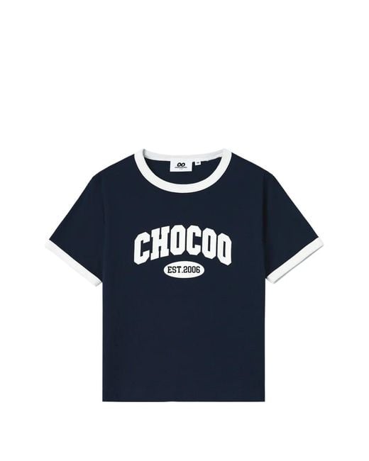 Chocoolate Blue Logo-Print Ringer T-Shirt