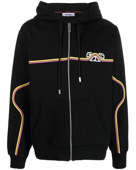 Felpa Waved Logo Con Cappuccio di Gcds in Black da Uomo