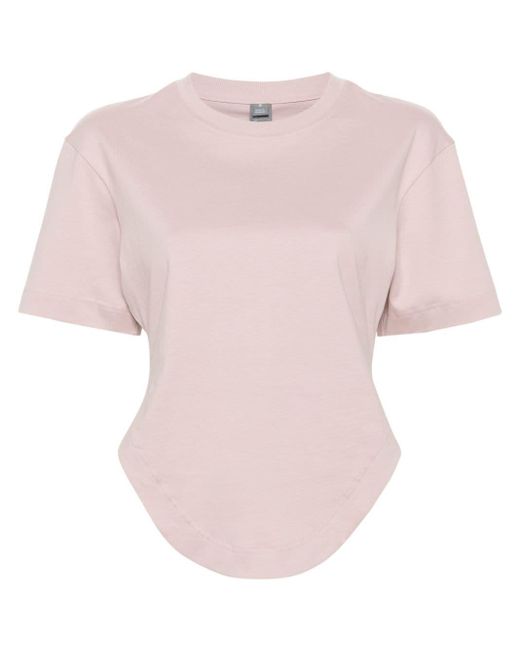 Adidas By Stella McCartney Pink Curved-hem Organic Cotton T-shirt