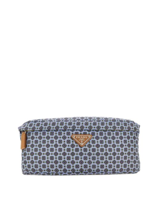 Prada Gray Printed-Pattern Belt Bag for men