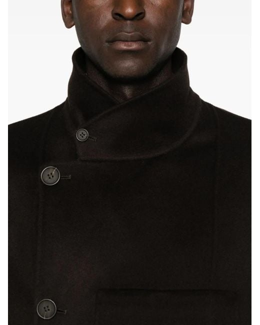 Emporio Armani Black Patch-Pocket Button Coat for men