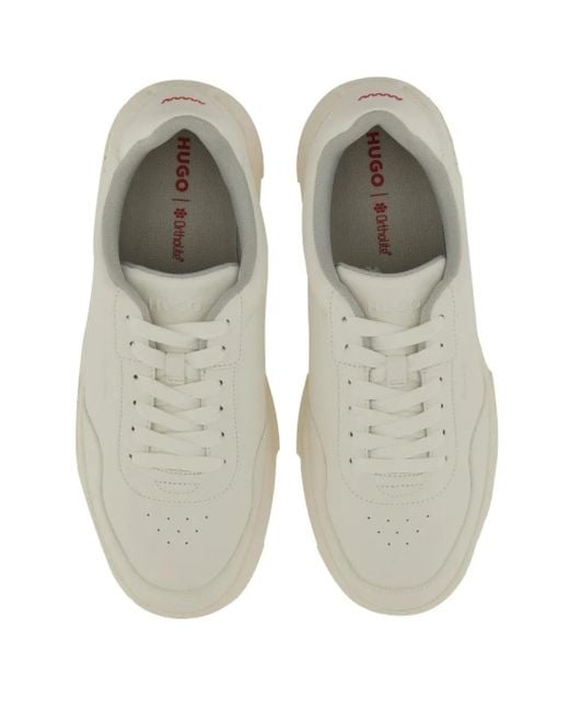 HUGO Gray Lace-Up Sneakers for men