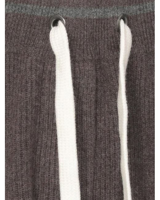 Brunello Cucinelli Brown Ribbed Drawstring Track Pants