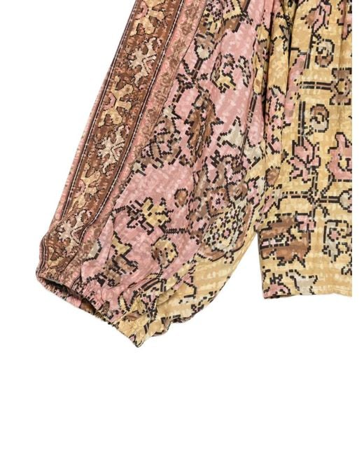 Ba&sh Natural Jaune Printed Tie-Fastening Blouse