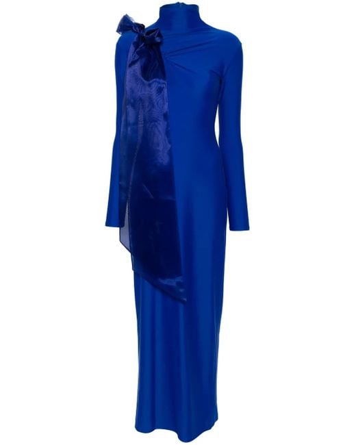 Atu Body Couture Blue Draped-Detail Maxi Dress