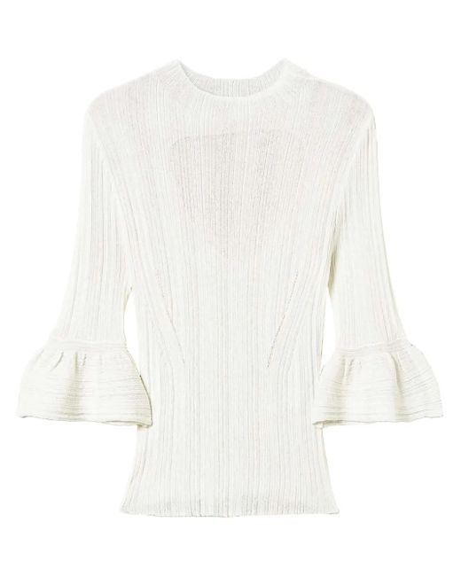 Twinset Ribgebreide Trui in het White