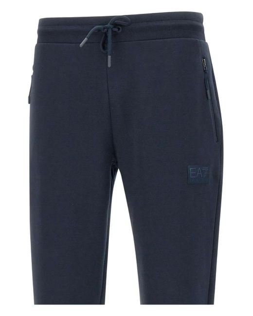 EA7 Blue Logo-Patch Track Pants for men