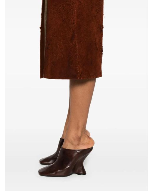 Alexander McQueen Brown Suede Midi Skirt