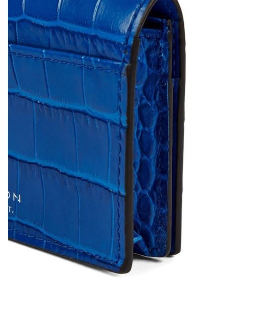 Smythson Blue Mara Snap-Closure Cardholder