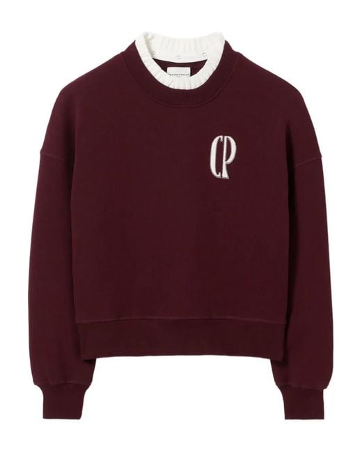 Claudie Pierlot Red Logo-Patch Cotton-Blend Sweatshirt