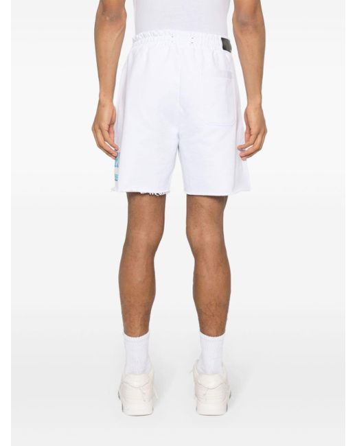 Amiri White Rubberised-logo Cotton Shorts for men