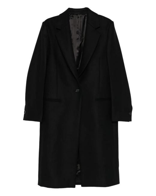 Totême Black Single-Breasted Wool Coat
