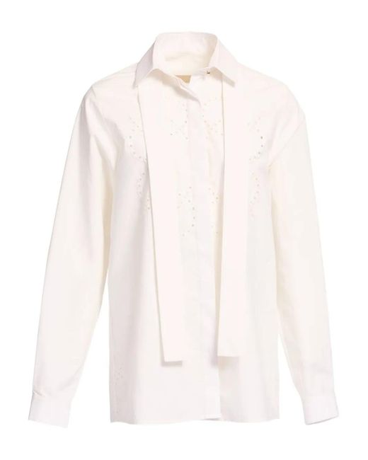Elie Saab White Monogram-Embroidered Shirt