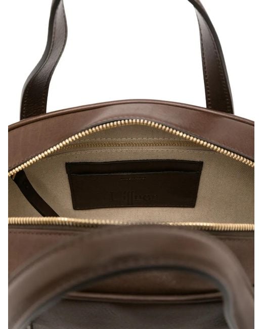 Liffner Brown Mini Bowling Smooth Leather Tote Bag