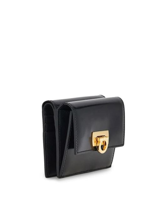 Ferragamo Black 'Wanda' Wallet With Gancini Closure