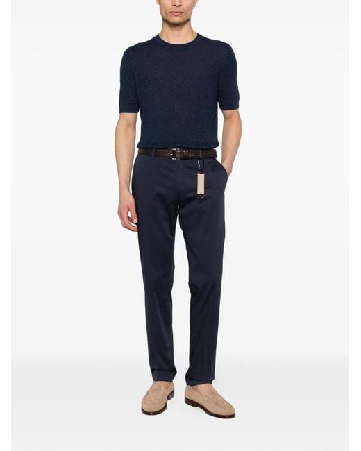 Manuel Ritz Blue Logo-Patch Belt-Loop Trousers for men