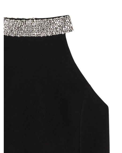 Alice + Olivia Black Crystal-embellished Halterneck Top