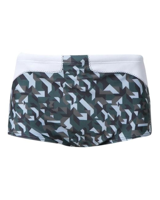 Amir Slama Blue Geometric Print Trunks for men