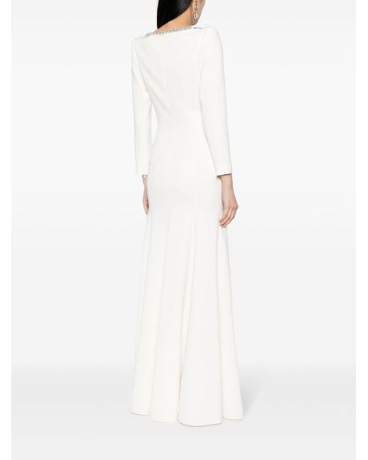 Jenny Packham White Vera Crystal-embellished Satin A-line Dress
