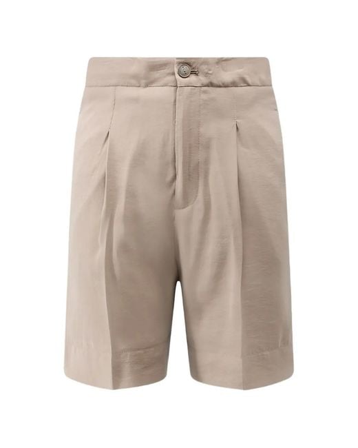 Hevò Natural Pleated High-Waist Tailored Shorts