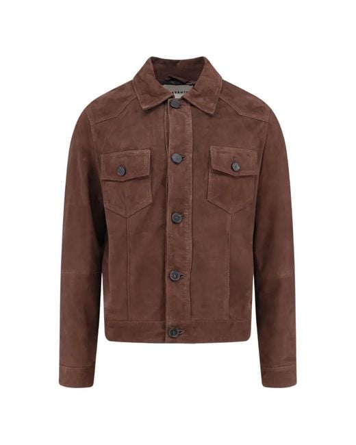 Amaranto Brown Suede Flap-Pocket Jacket for men