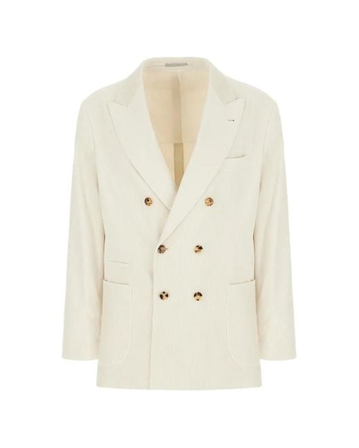 Brunello Cucinelli White Corduroy Blazer for men