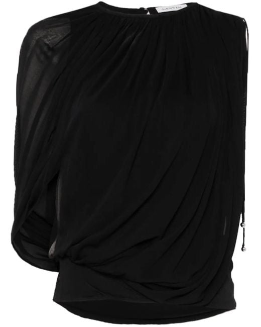 Lanvin Black Draped Jersey Top