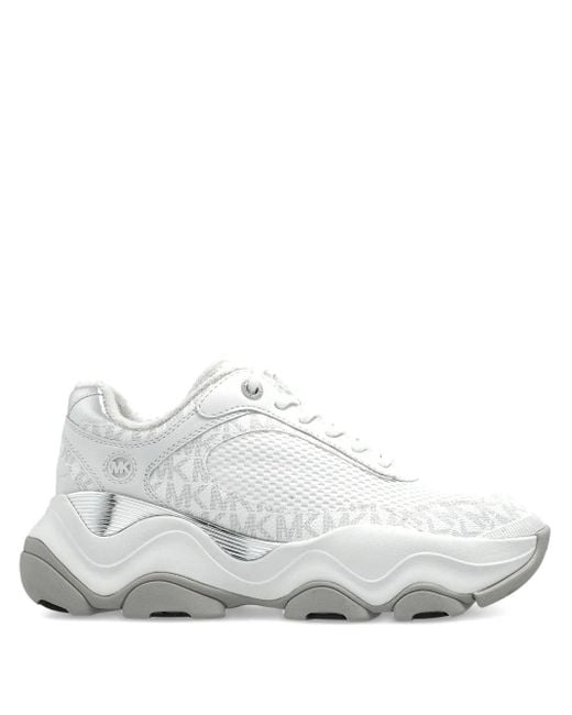 MICHAEL Michael Kors White Atlas Monogram-Pattern Sneakers