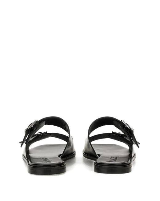 Aeyde Black Tonya Double-Buckle Leather Sandals