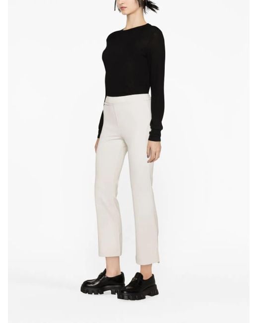 Herno White Pull-On Cropped Trousers