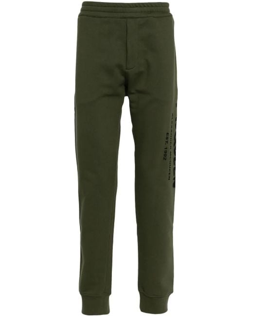Alexander McQueen Green Logo Print Sweat Pants for men
