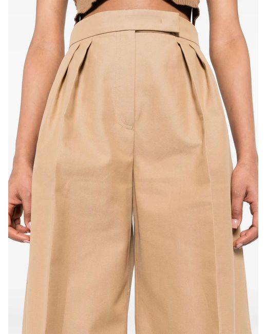 Max Mara Natural Wide-Leg Cotton Trousers