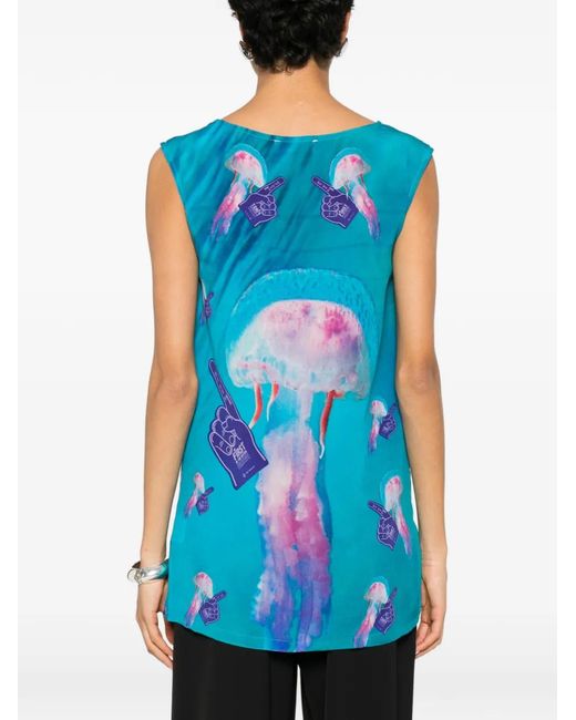 The Artistylist Blue Graphic-Print Sleeveless Top