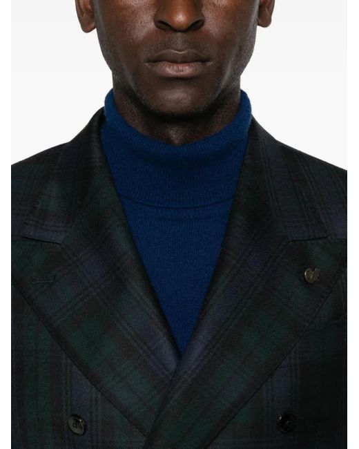 Gabriele Pasini Black Double-Breasted Plaid Jacket for men