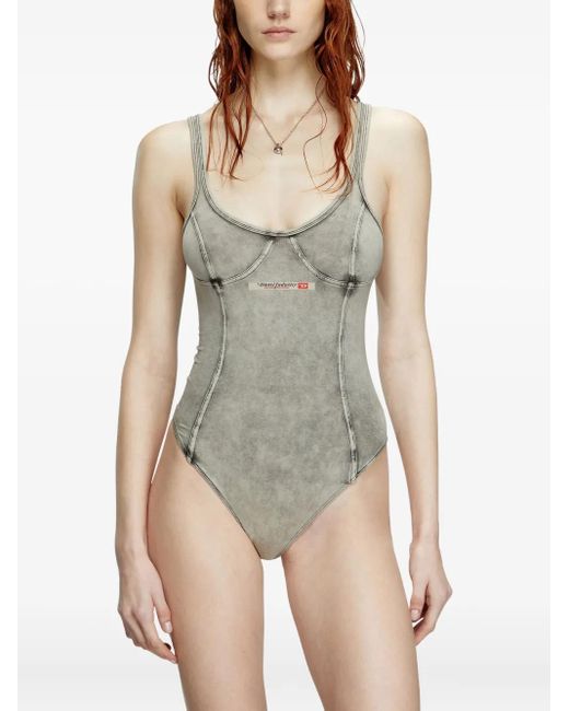 DIESEL Gray Denim-Effect Bodysuit