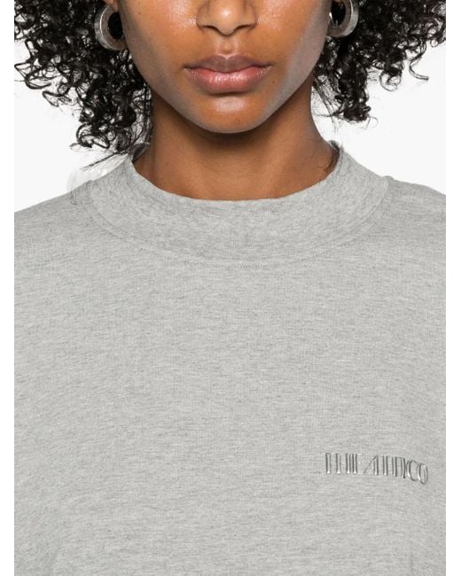 The Attico Gray Cotton Short Dress With A Crew Neck