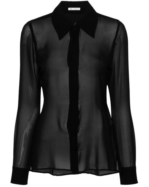 AMI Black Seidenhemd aus Georgette-Krepp