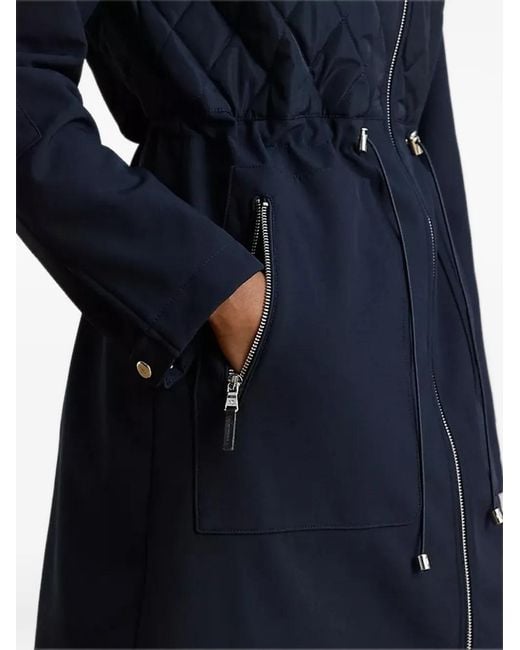 Ralph Lauren Blue Quilted-Panel Drawstring Coat